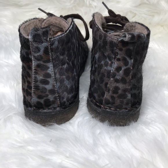 Boden Cozy Desert Faux Fur Ankle Boots Blue Black Animal Print EUR size 38 US 7 - Picture 4 of 10